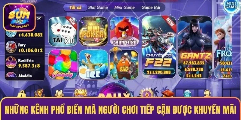 Những kênh phổ biến mà người chơi tiếp cận được khuyến mãi